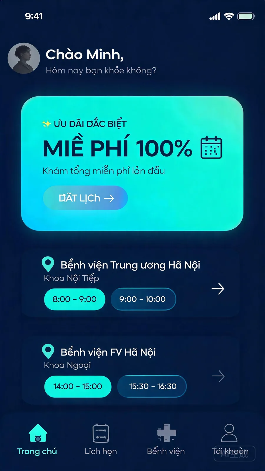 Giao diện ứng dụng VietCare